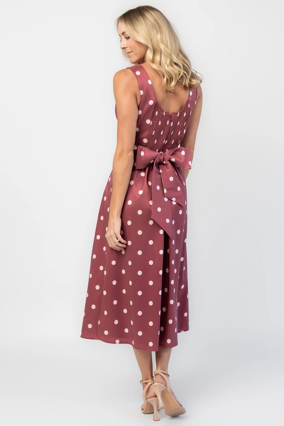 Chiara Midi Dress | Wine + Pink Dot