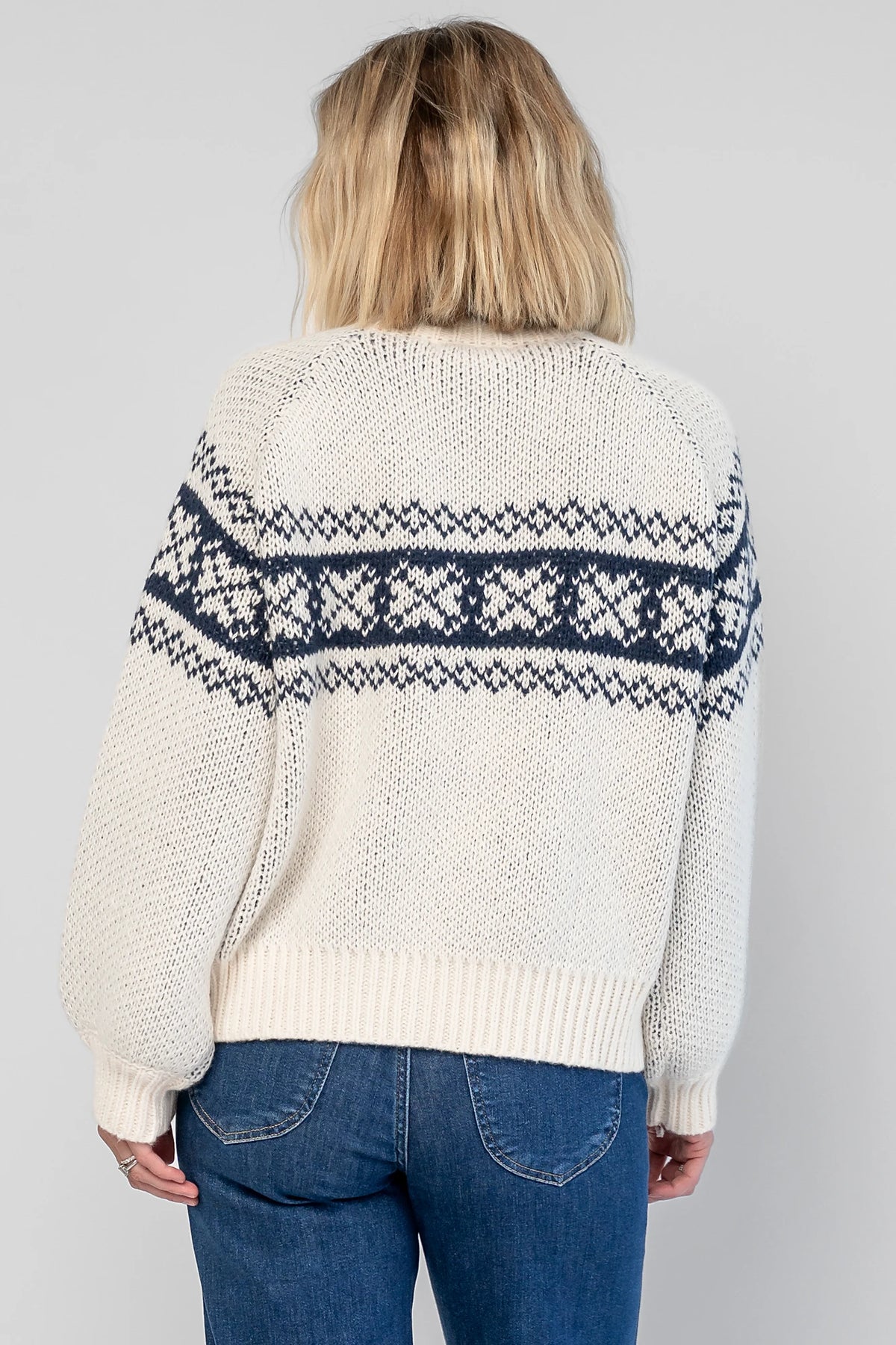 Neve Sweater Jacket | Cream + Navy