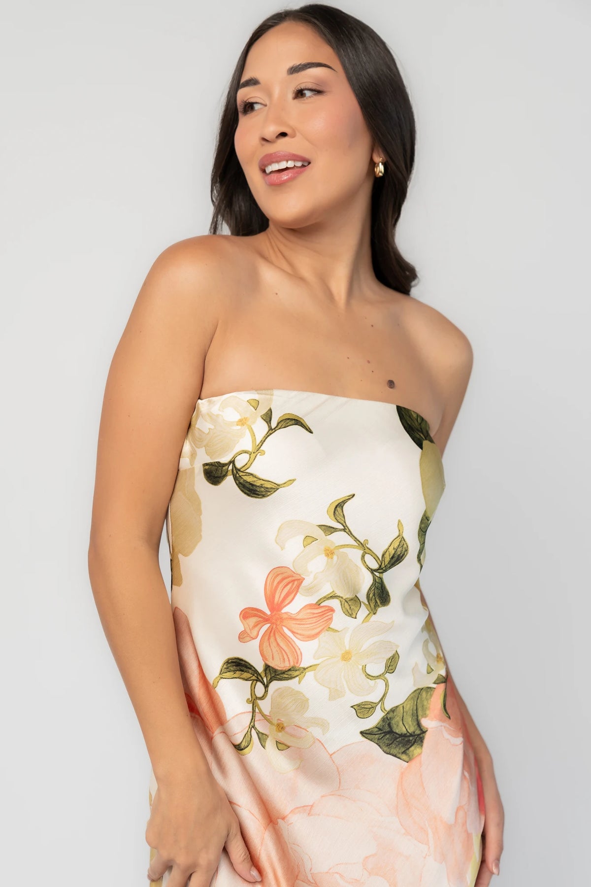 Hermosa Strapless Maxi Dress | Off White Multi Floral