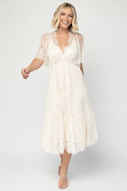 Brittany Lace Midi Dress | Vintage Cream