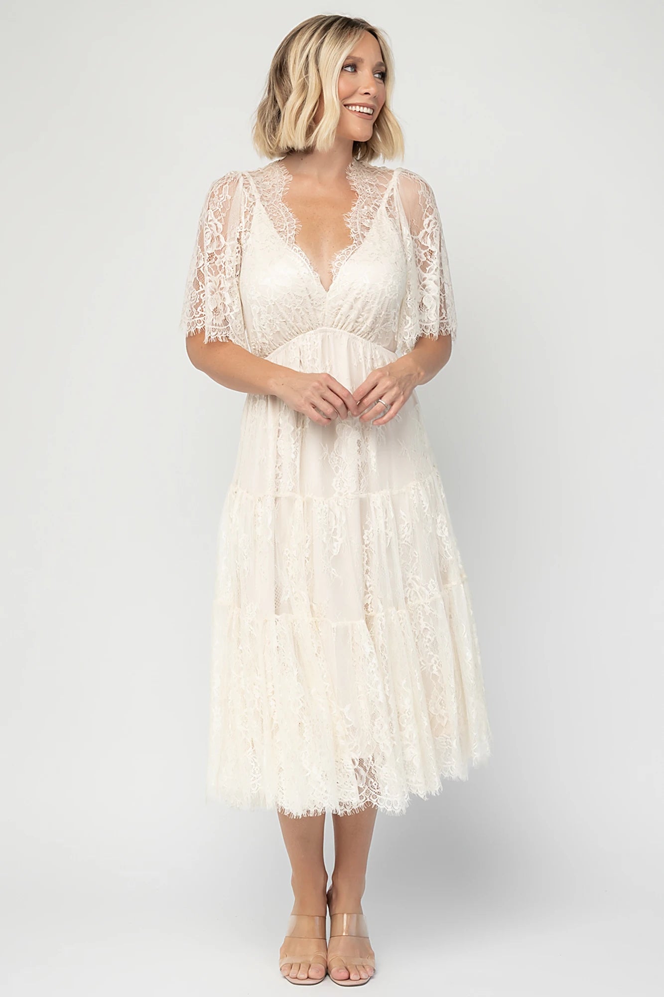 Brittany Lace Midi Dress | Vintage Cream