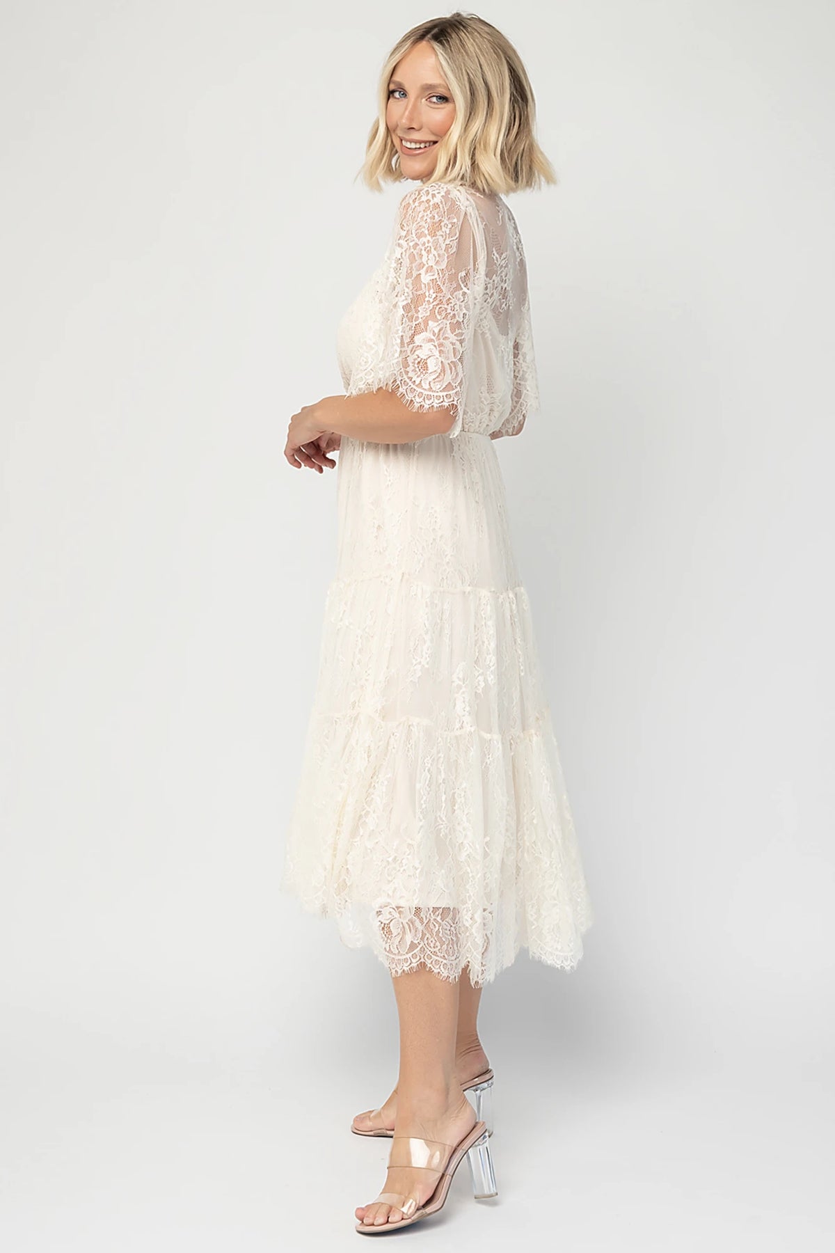 Brittany Lace Midi Dress | Vintage Cream