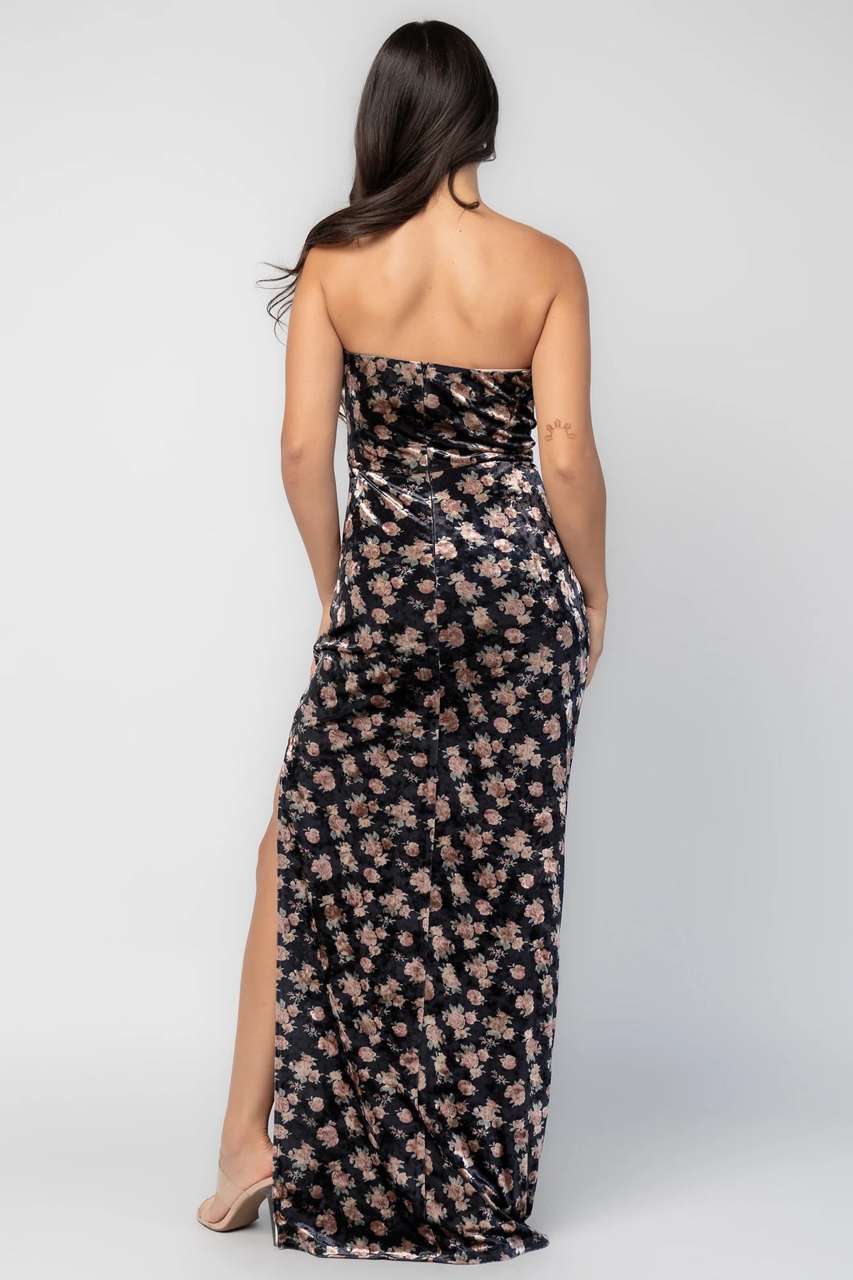 Philippa Velvet Maxi Dress | Black Floral