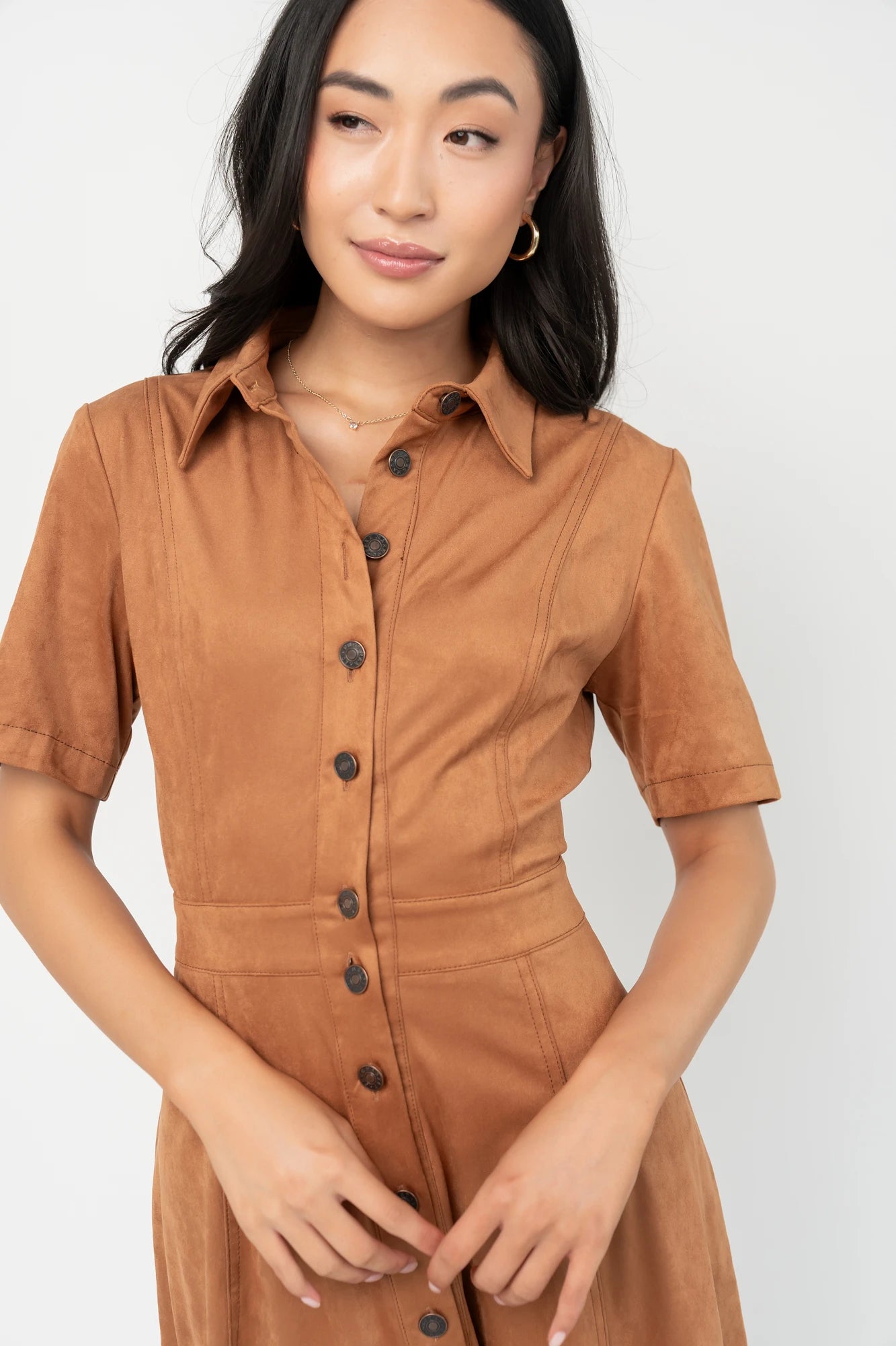 Fifth Avenue Button Up Dress | Camel