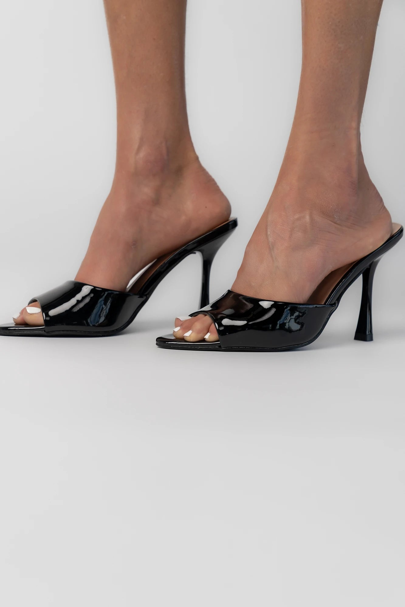 Becka Open Toe Mule Heel | Black