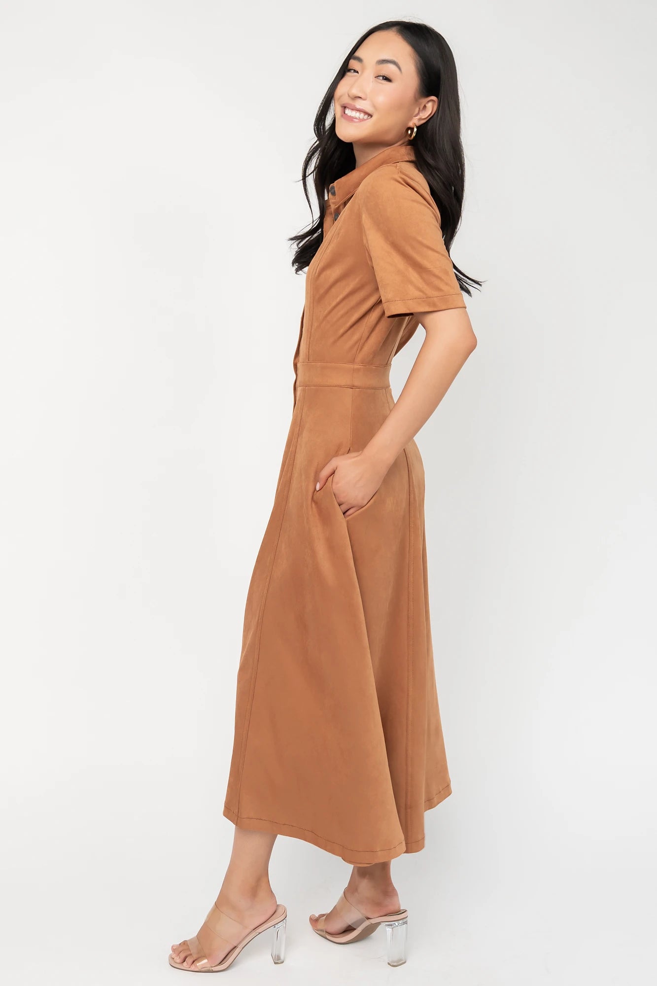 Fifth Avenue Button Up Dress | Camel