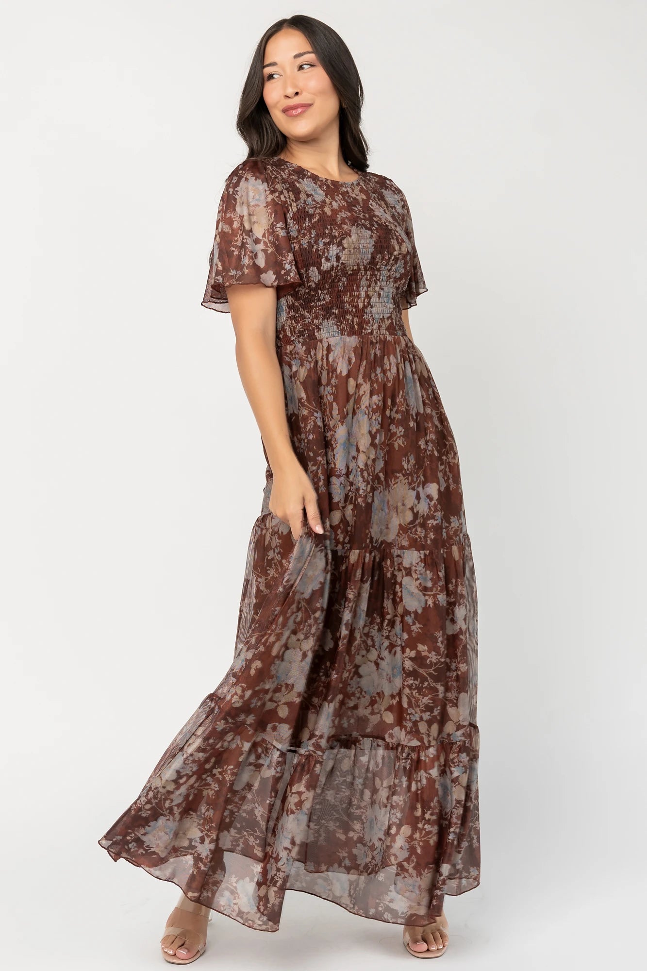Adelaide Mesh Dress | Brown Multi