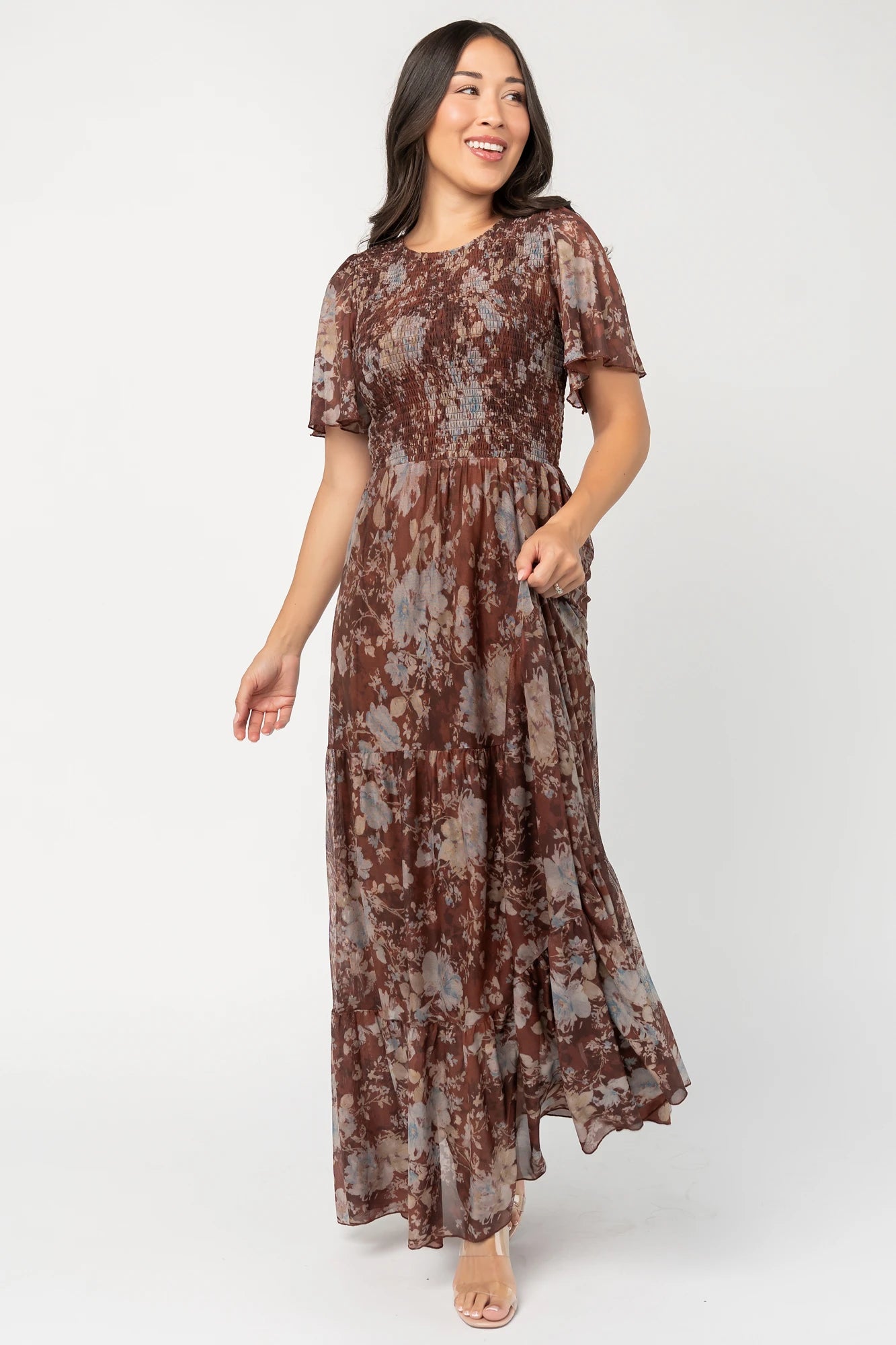 Adelaide Mesh Dress | Brown Multi