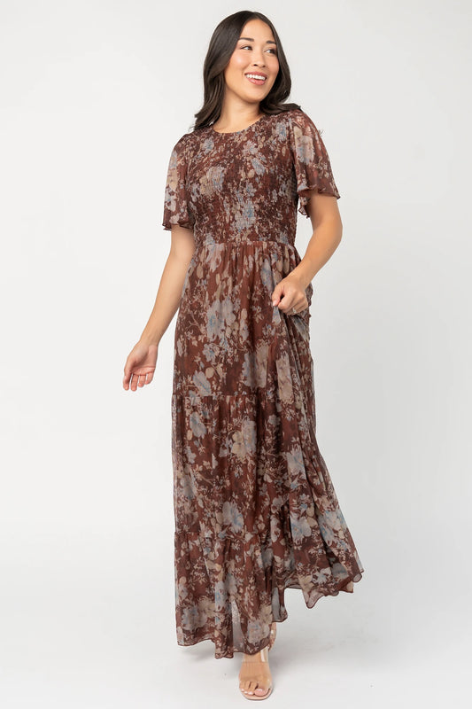 Adelaide Mesh Dress | Brown Multi