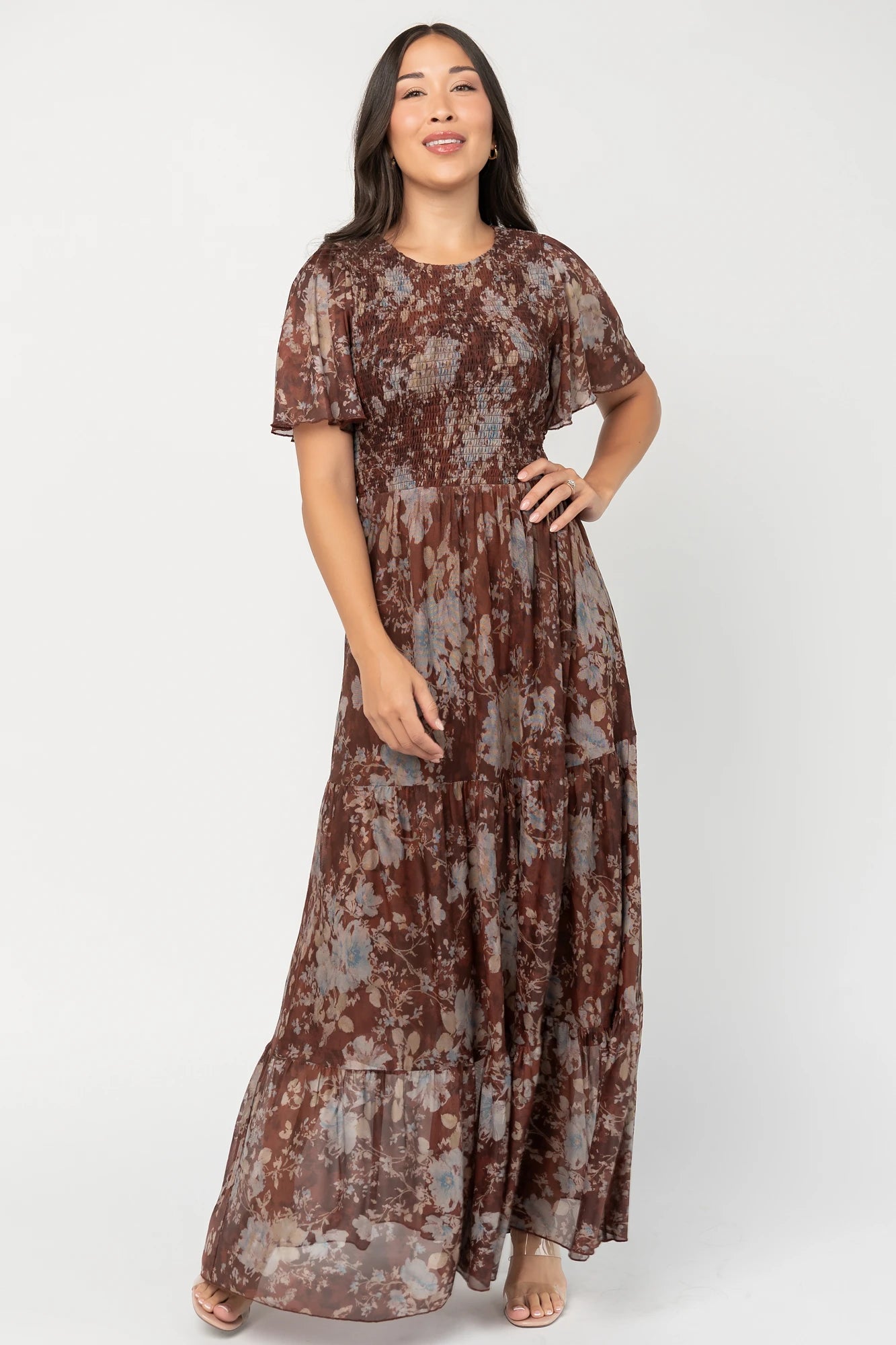 Adelaide Mesh Dress | Brown Multi