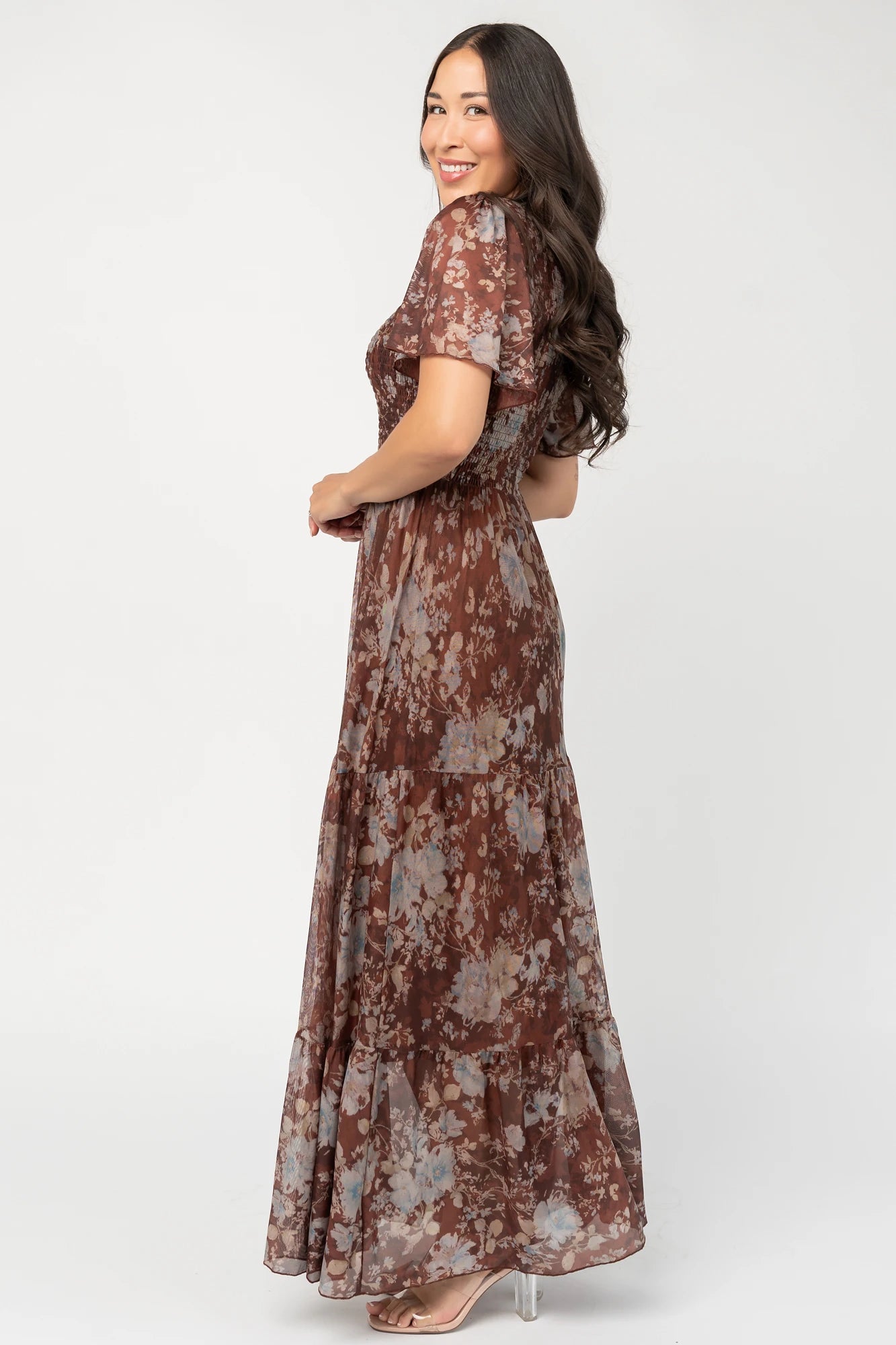 Adelaide Mesh Dress | Brown Multi