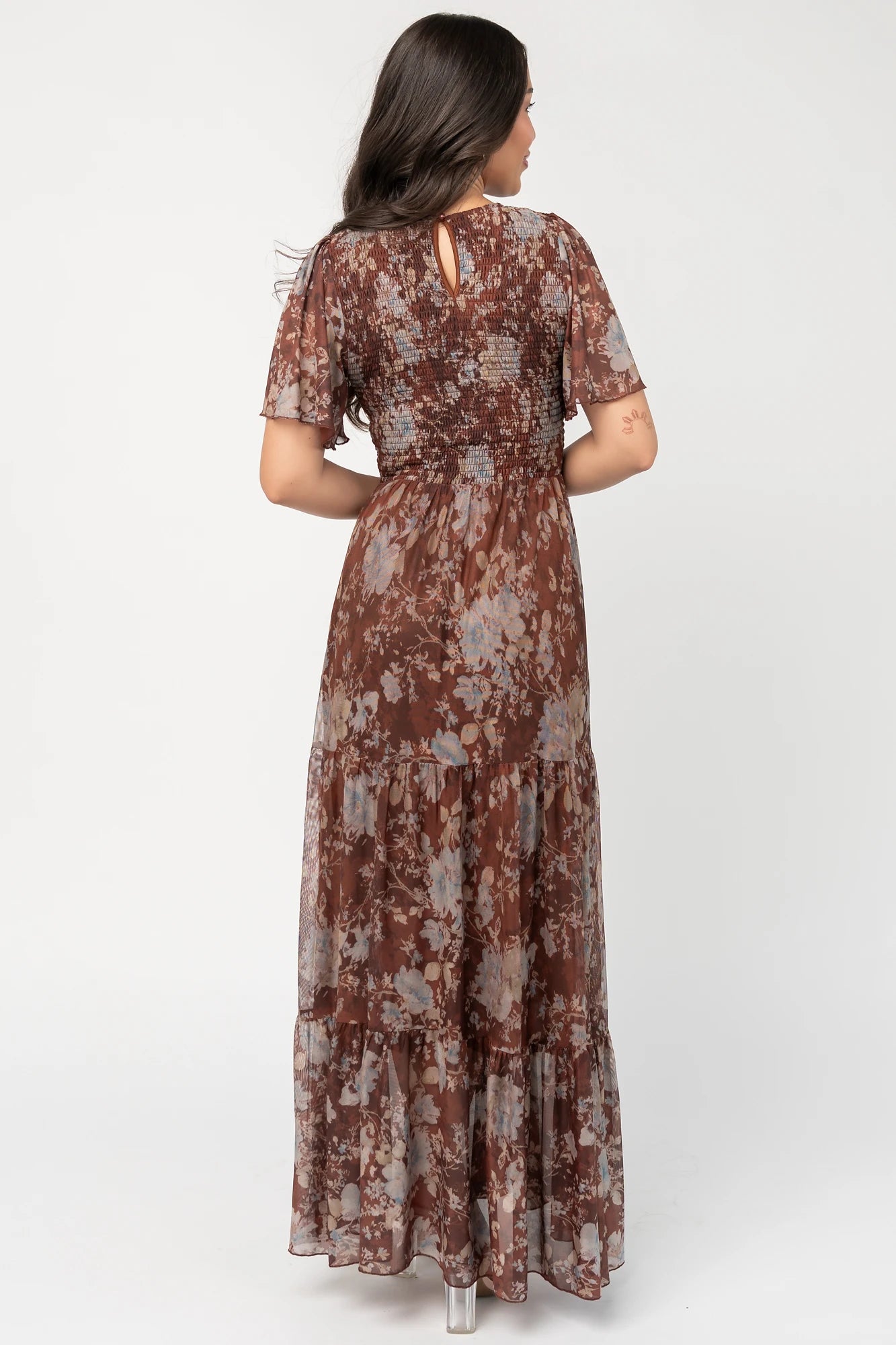 Adelaide Mesh Dress | Brown Multi