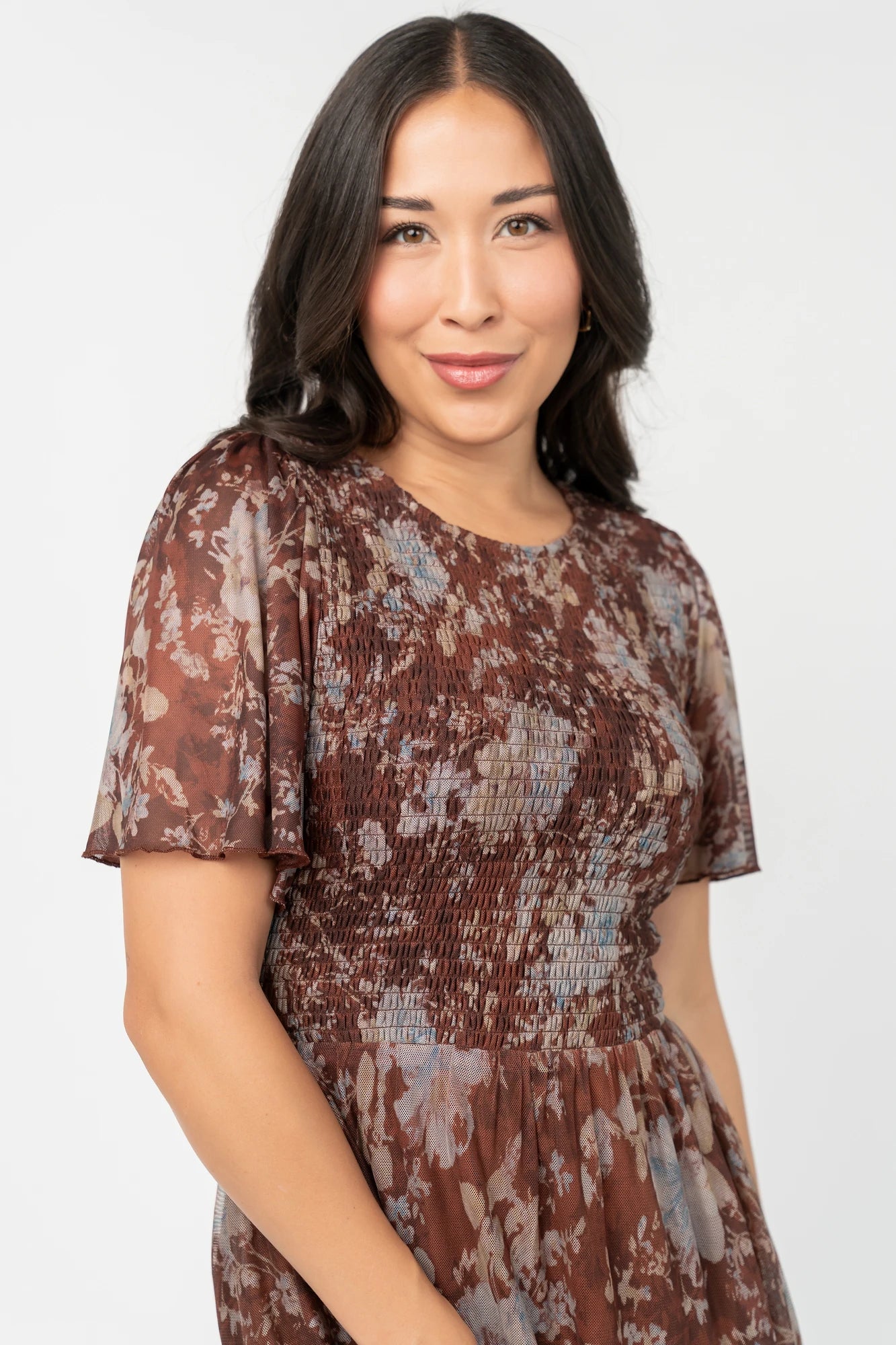 Adelaide Mesh Dress | Brown Multi