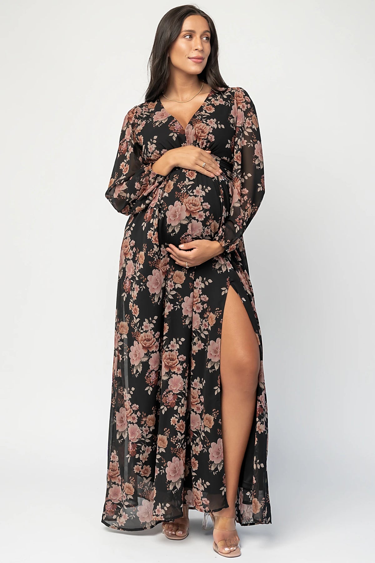 Adira Maxi Dress | Black + Mauve Floral