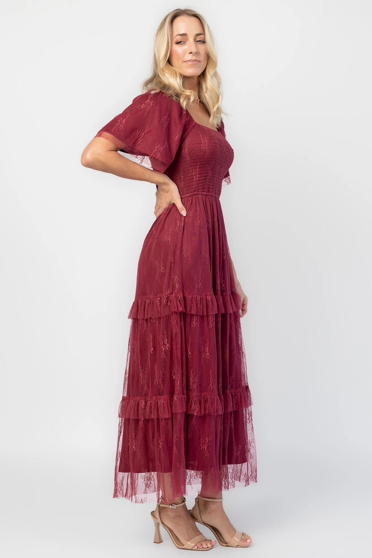 Auden Lace Midi Dress | Wine