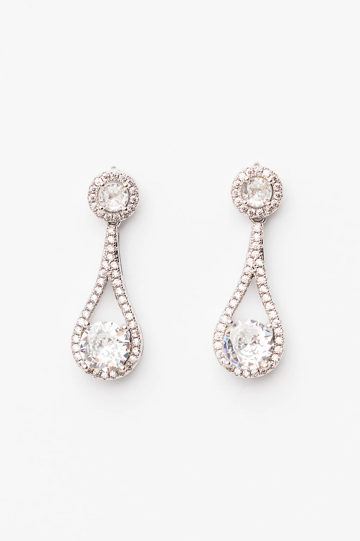 Balini Pave Drop Earrings | Silver