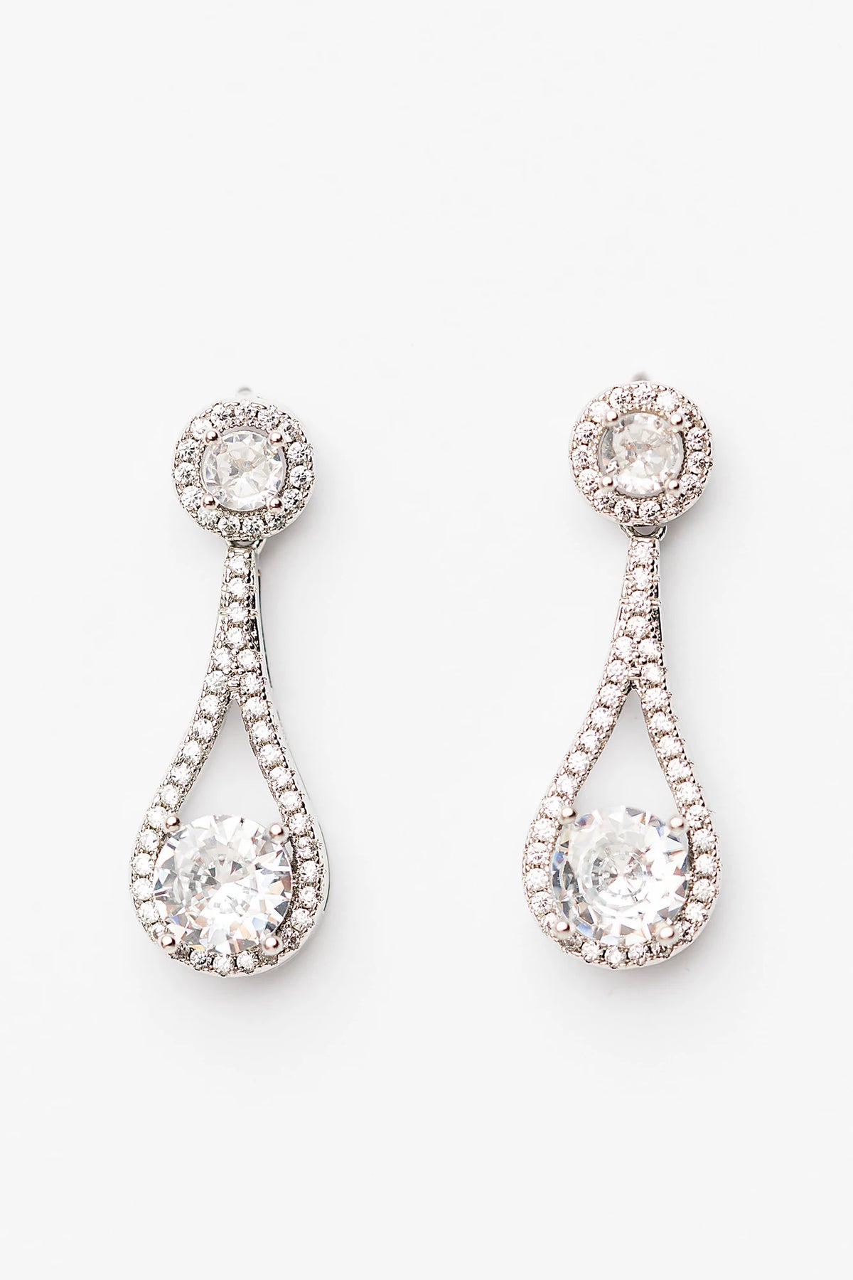 Balini Pave Drop Earrings | Silver