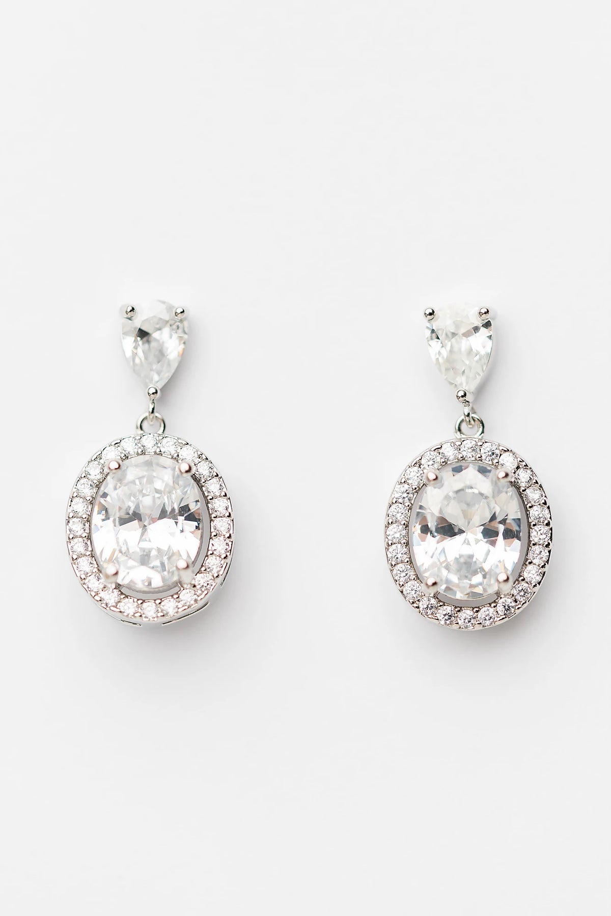Stena Oval Dangle Drop Earrings | Silver