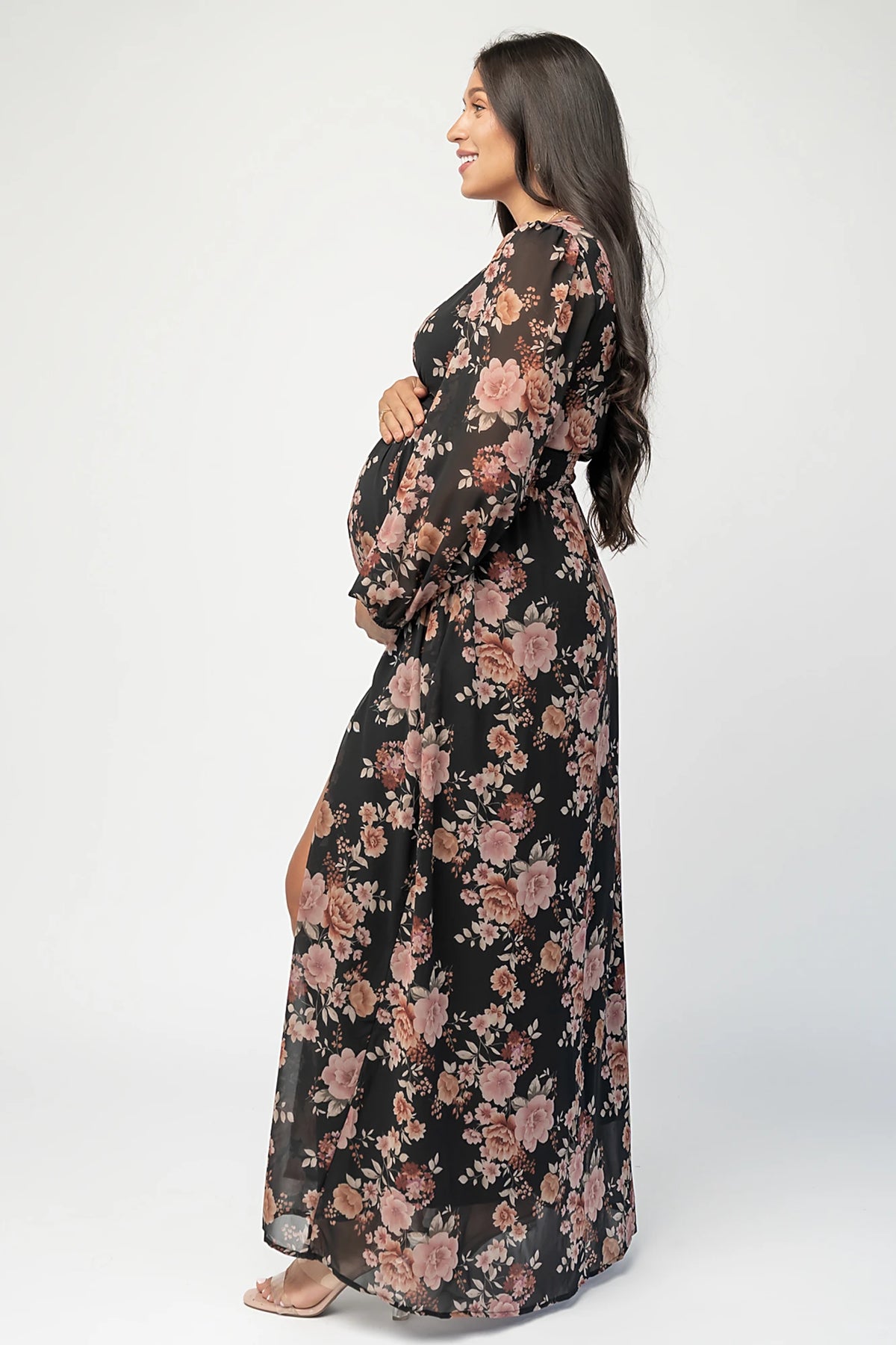 Adira Maxi Dress | Black + Mauve Floral
