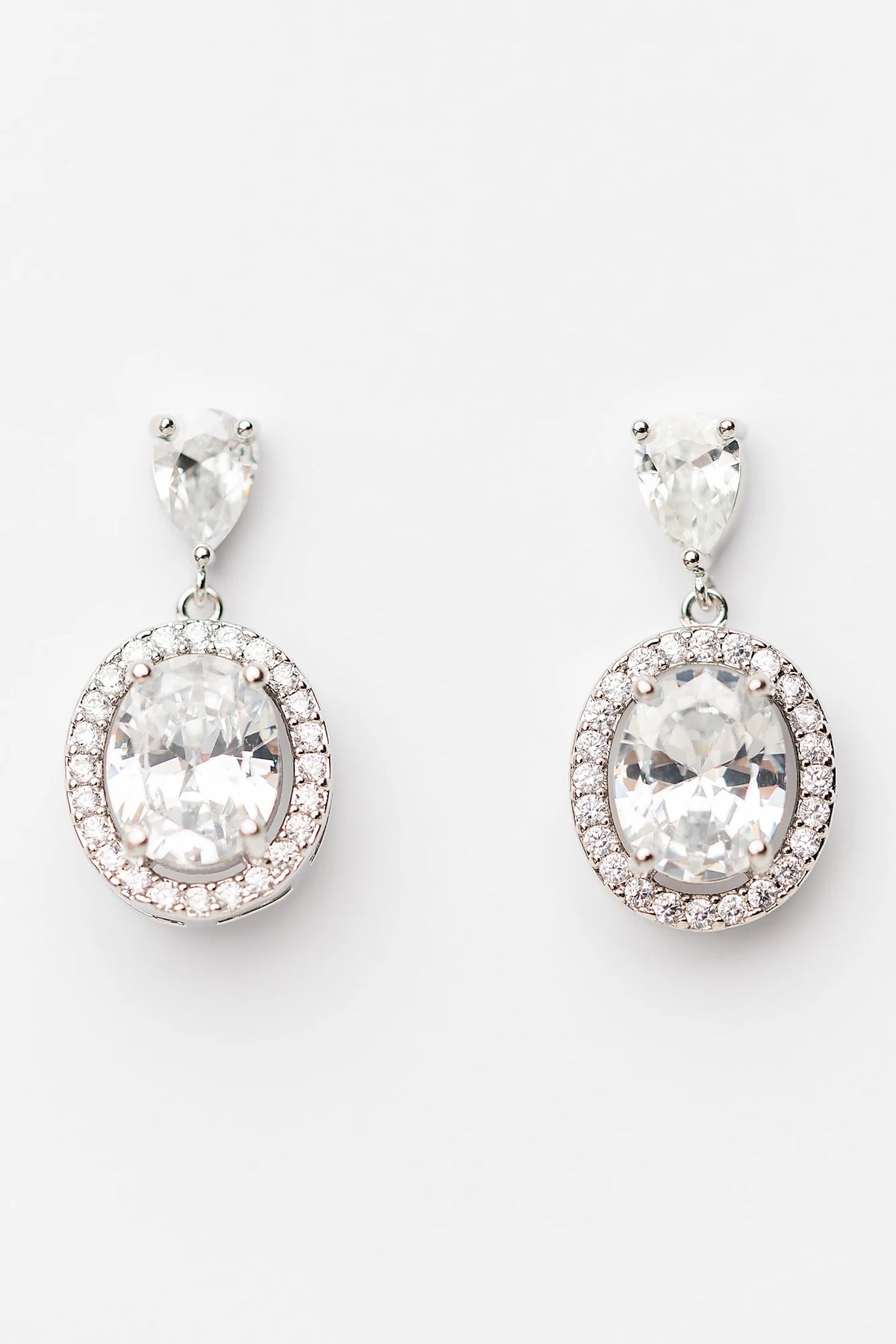Stena Oval Dangle Drop Earrings | Silver