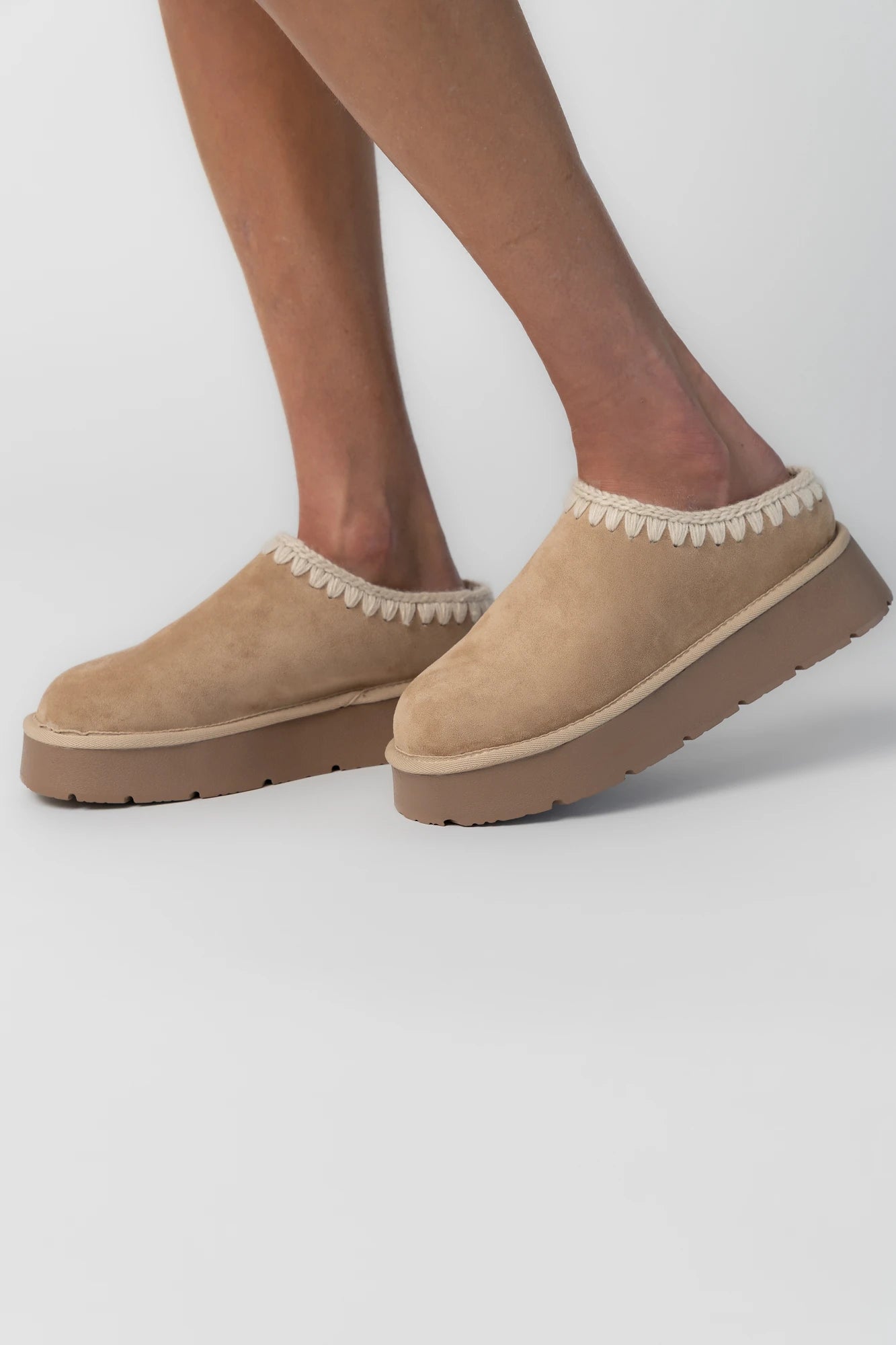 Pamela Platform Cozy Mule Slippers | Tan
