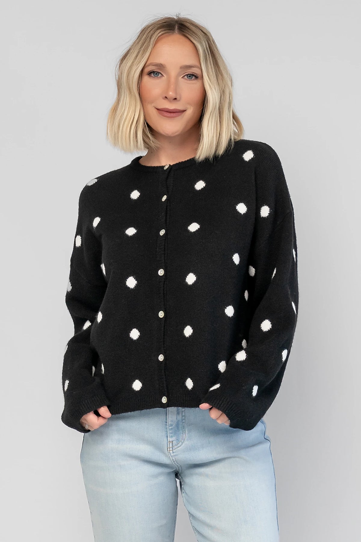 Cinder Cardigan | Black + White Dot