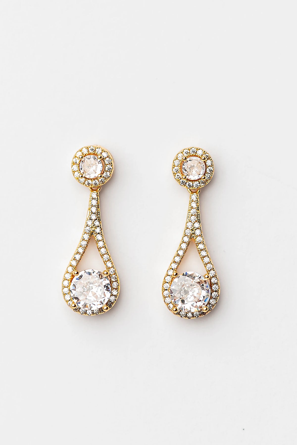Balini Pave Drop Earrings | Gold