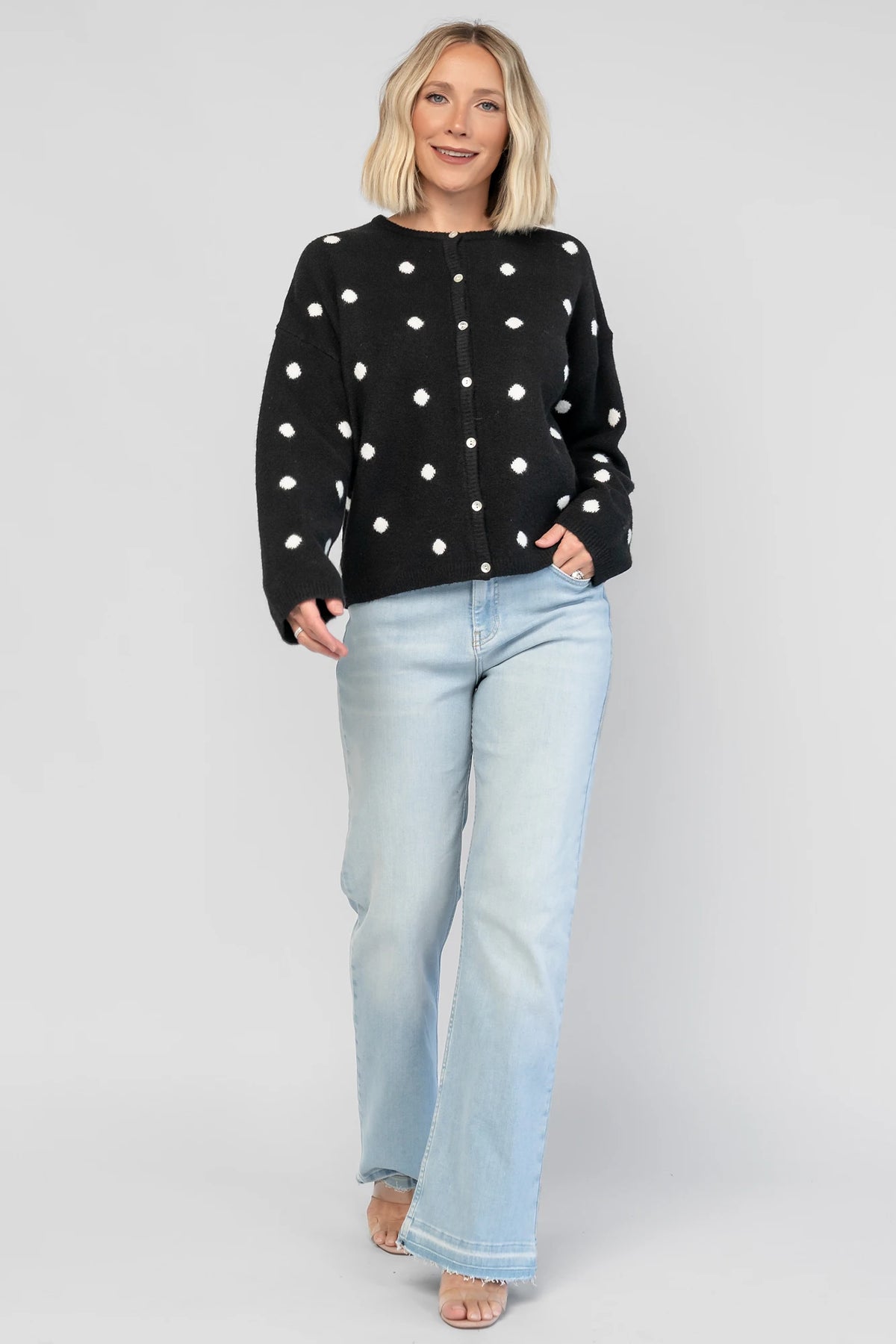 Cinder Cardigan | Black + White Dot
