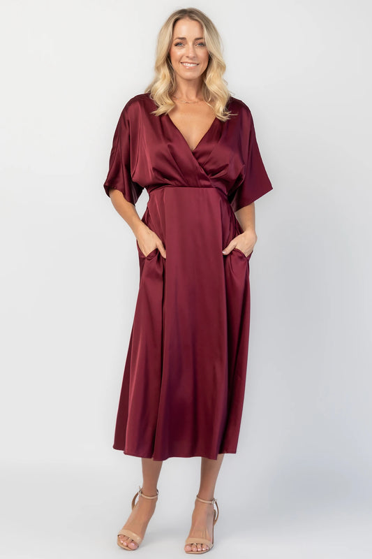 Veda Midi Dress | Burgundy