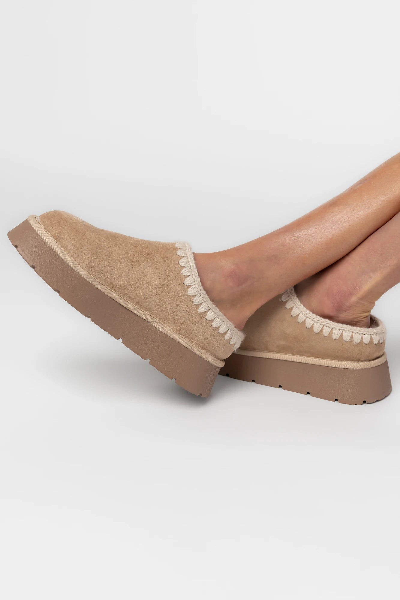 Pamela Platform Cozy Mule Slippers | Tan