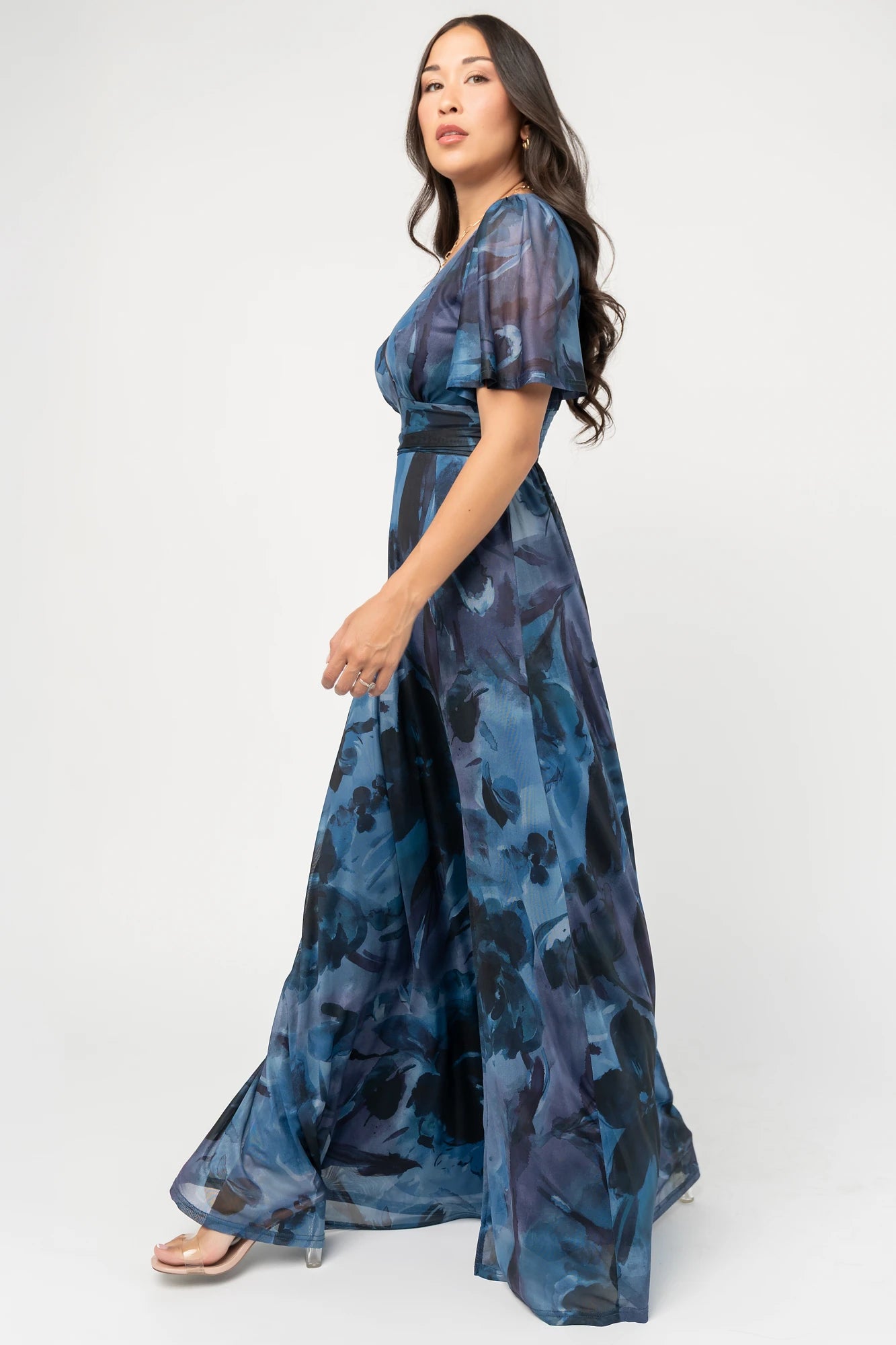 Arianne Mesh Maxi Dress | Midnight Floral