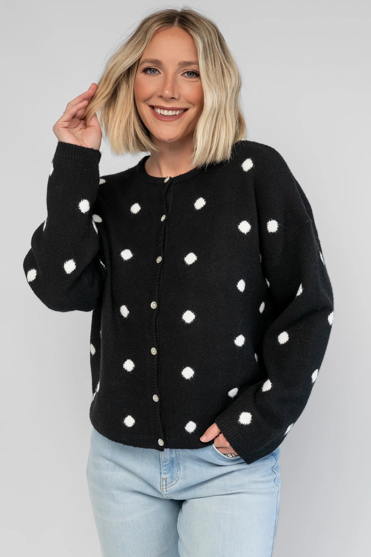 Cinder Cardigan | Black + White Dot