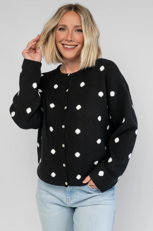 Cinder Cardigan | Black + White Dot