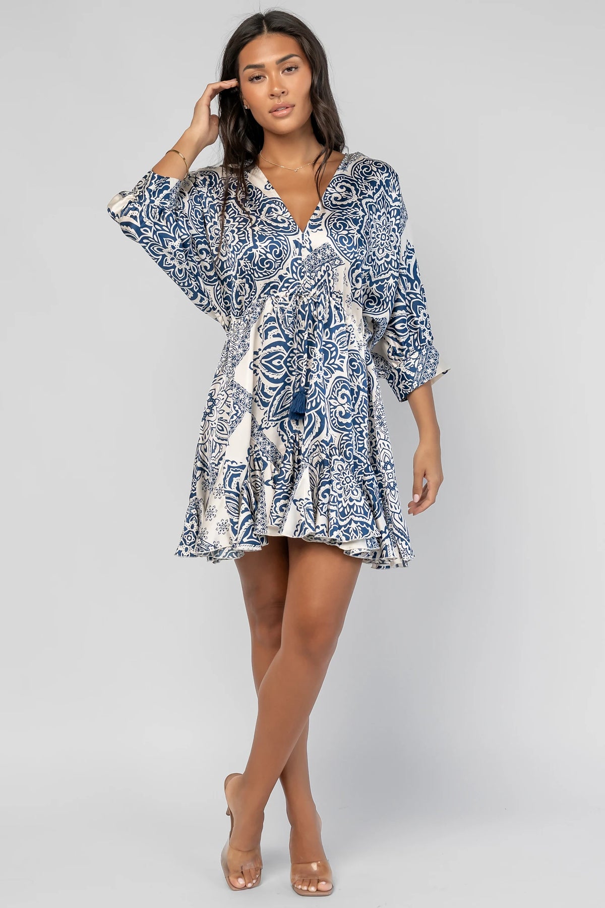 Morwen Short Dress | Navy Print