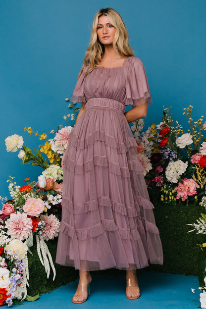 Magdalena Tulle Maxi Dress | Dusty Orchid