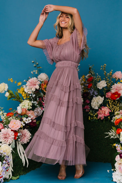 Magdalena Tulle Maxi Dress | Dusty Orchid