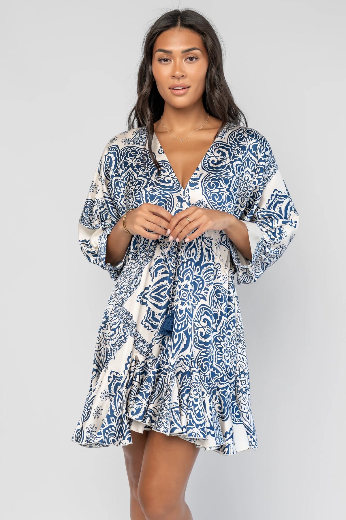 Morwen Short Dress | Navy Print