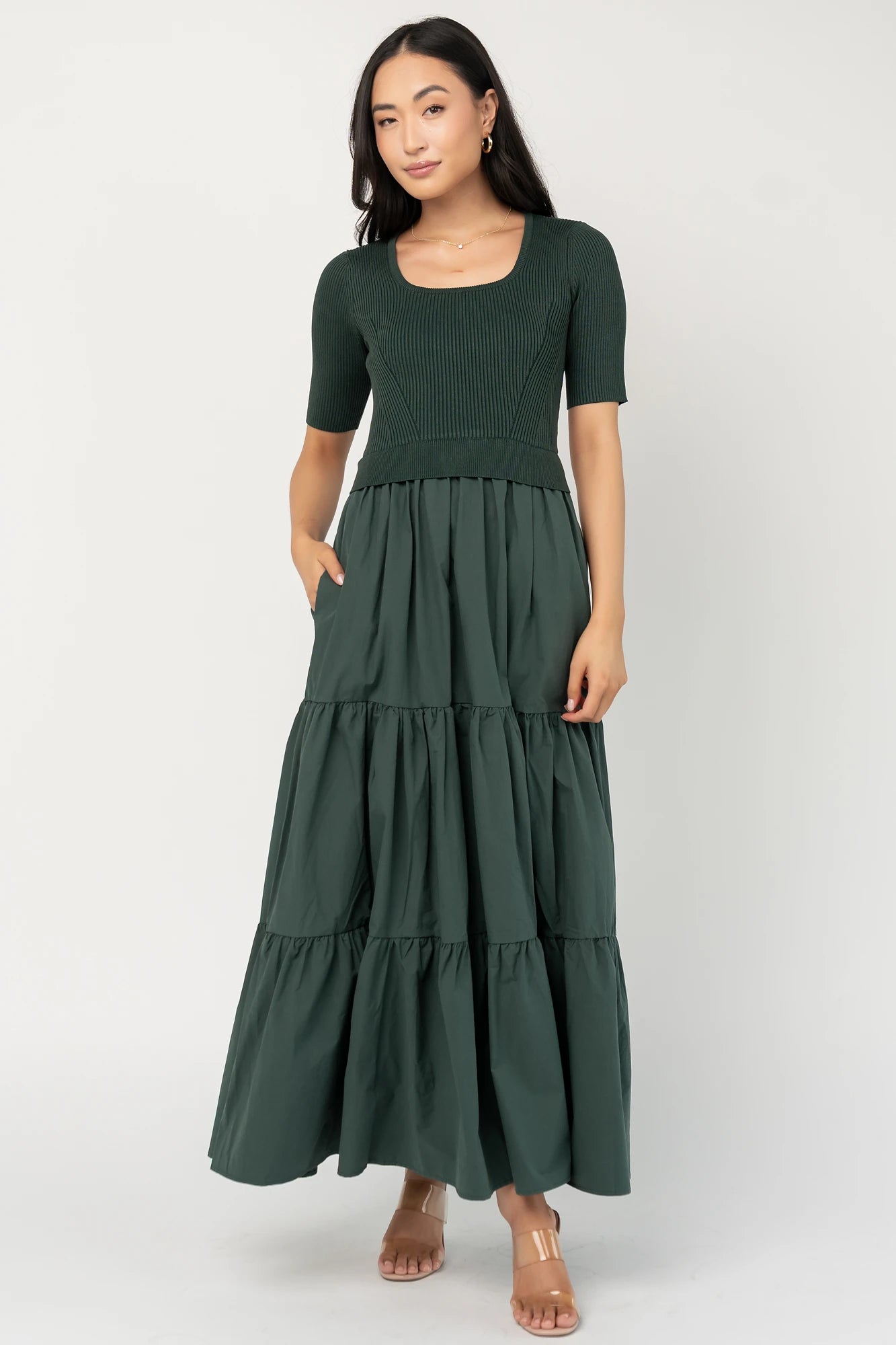Astra Tiered Dress | Winter Green