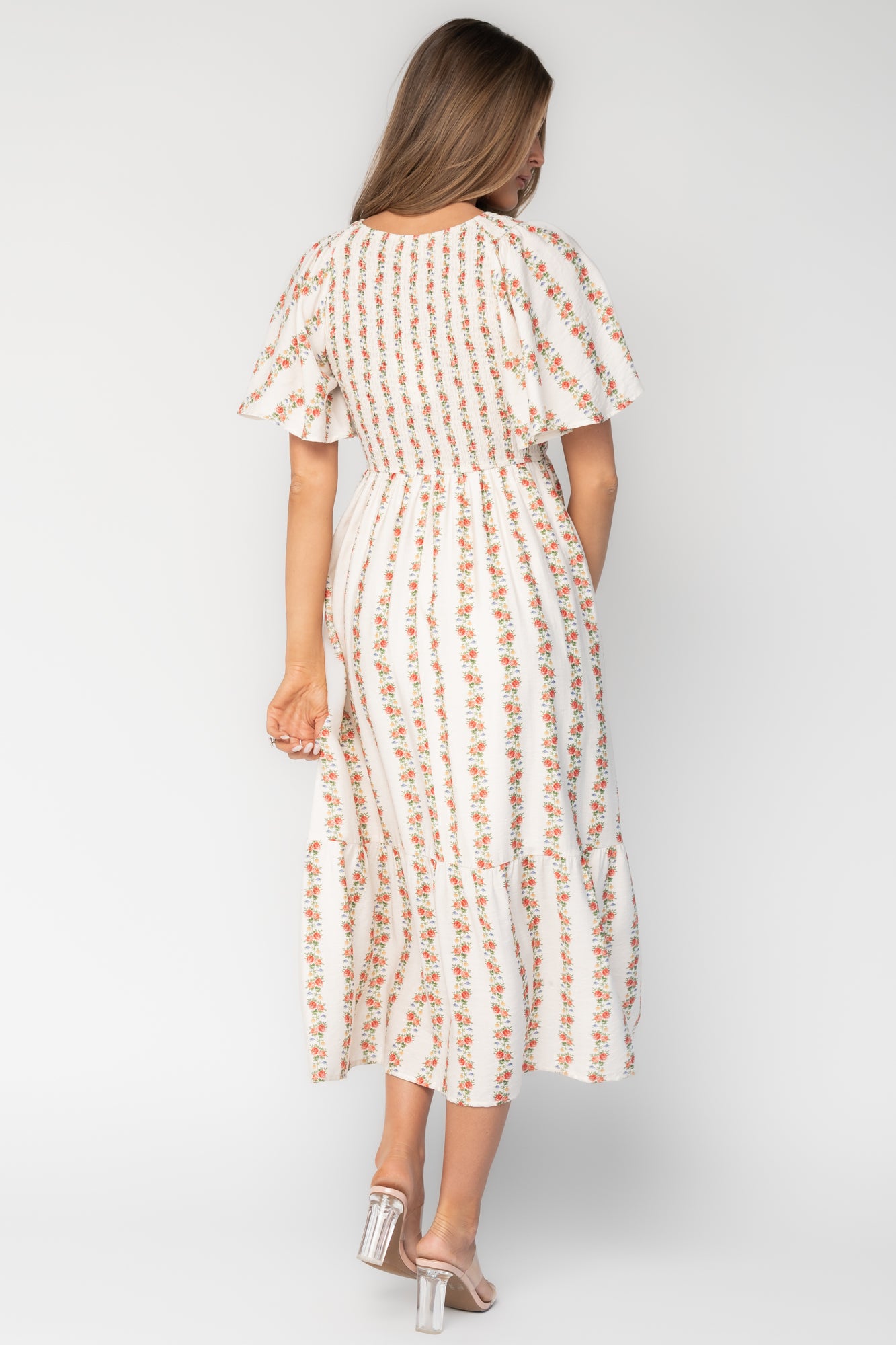 Turner Smocked Midi Dress | Cream Multi