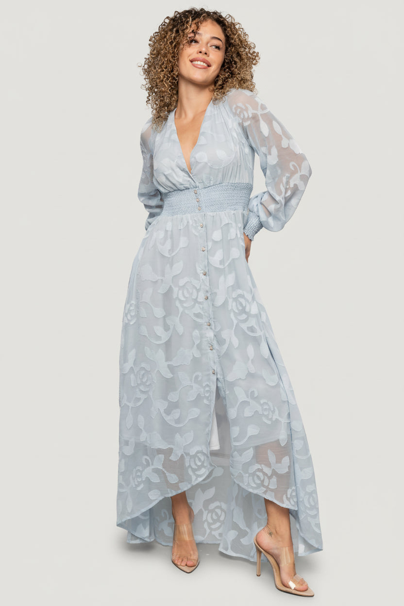 fitted lace wedding dress Imelda V-Neckline High-Low Hem Dress White– Selfie Leslie main image 0