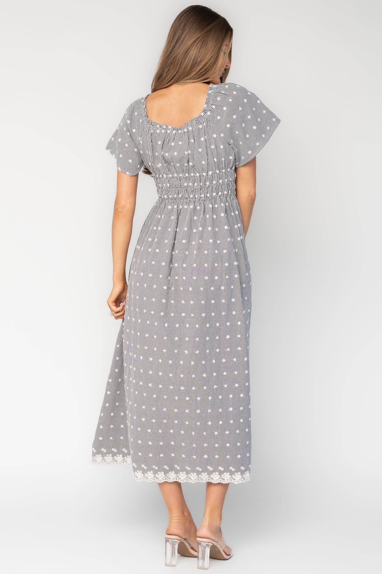 Reyna Midi Dress | Black + White Gingham