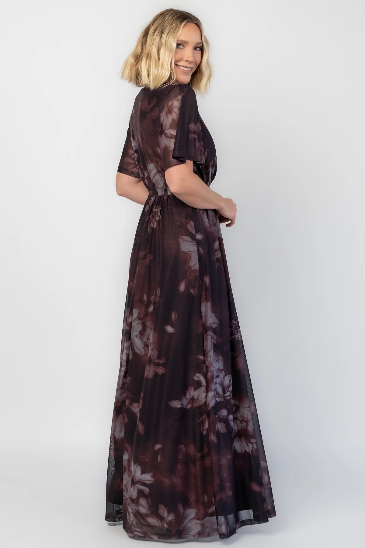 Kristina Mesh Maxi Dress | Dark Clove Floral