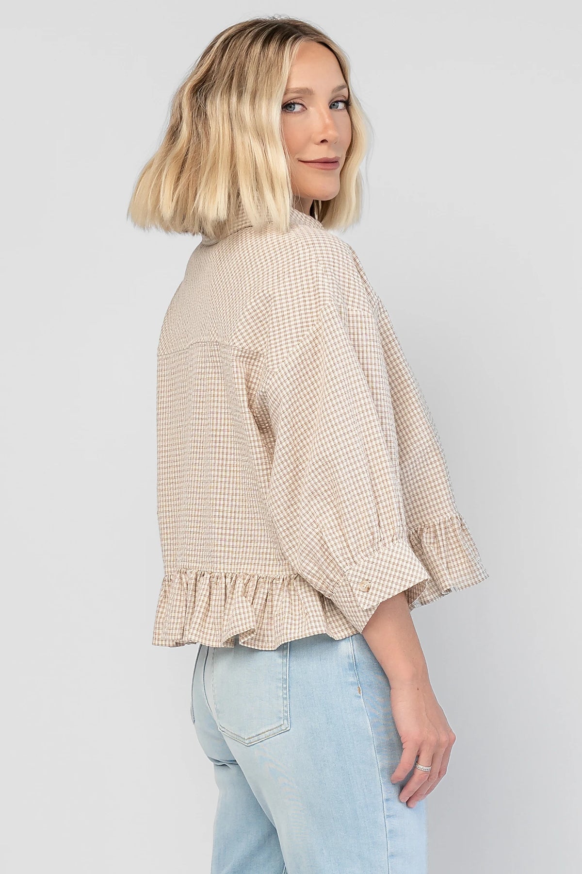 Murphy Relaxed Peplum Top | Beige