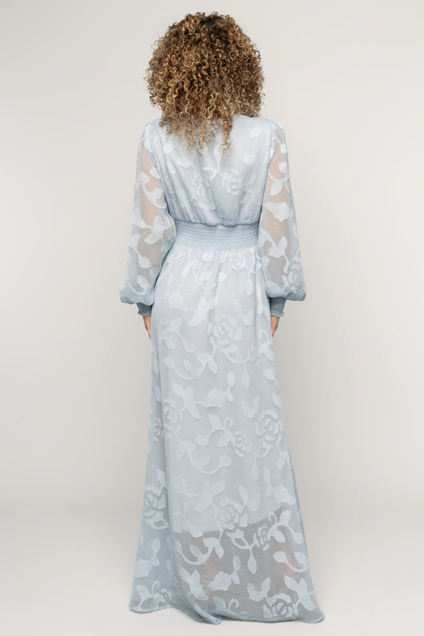strapless open back dress Baltic Born Womens Daniella High Low Maxi Dress | Light Blue