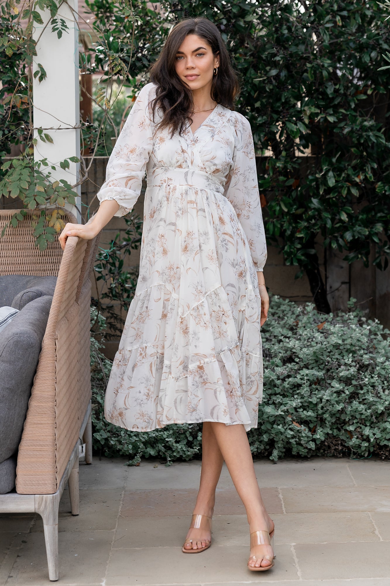 Baltic Born Womens Raven Midi Dress | Off White Floral