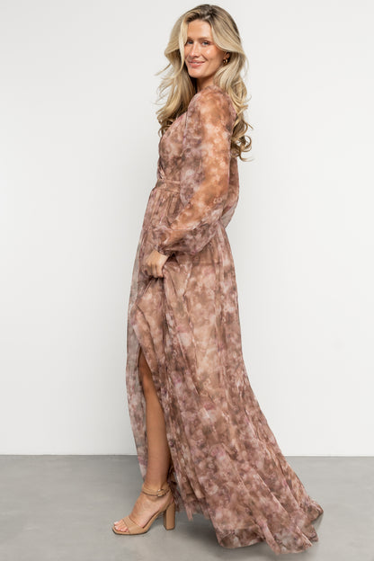 Katara Tulle Maxi Dress | Mocha Floral