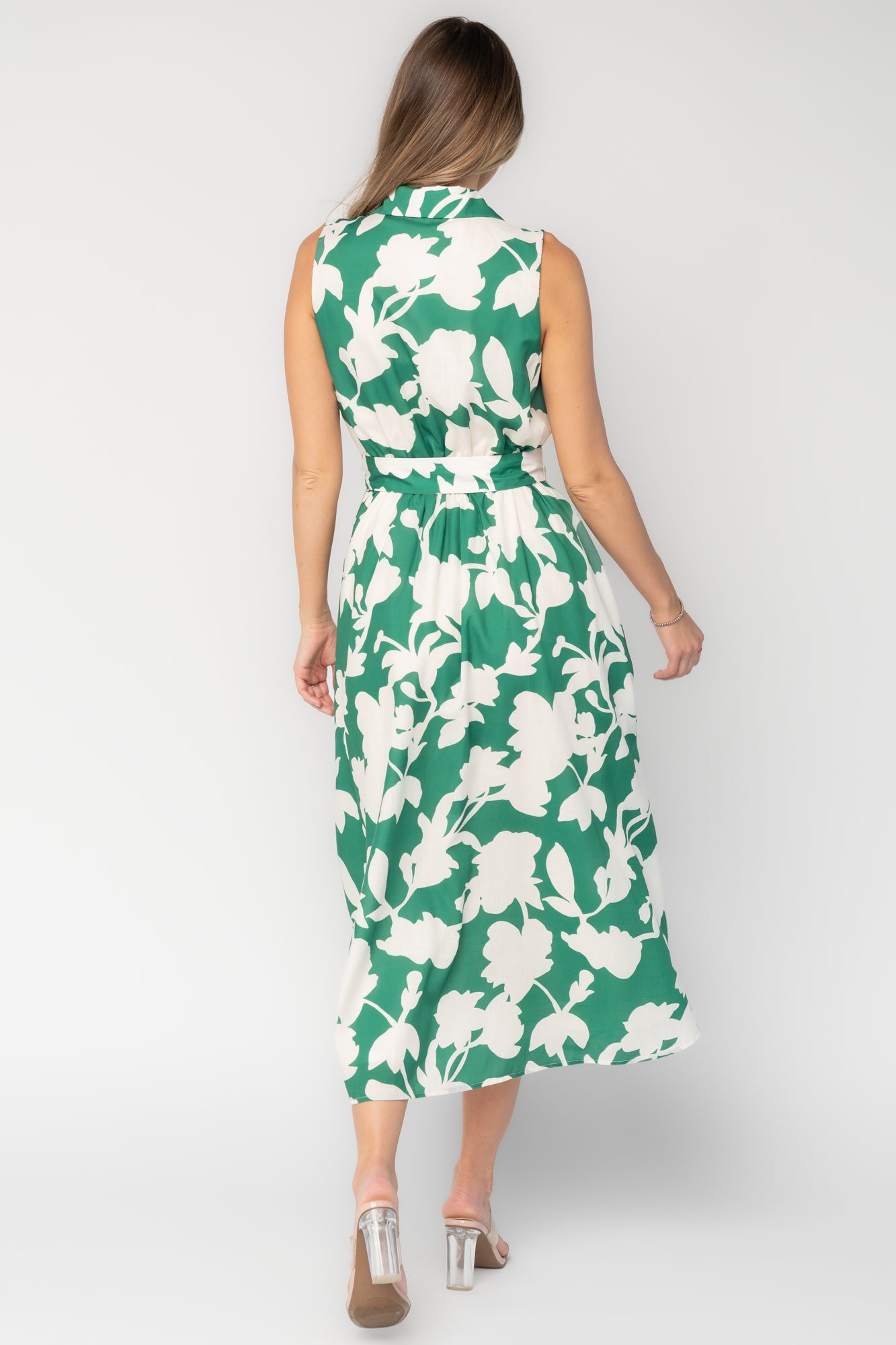 Baltic Born Womens Tatum Button Down Dress | Green + Off White