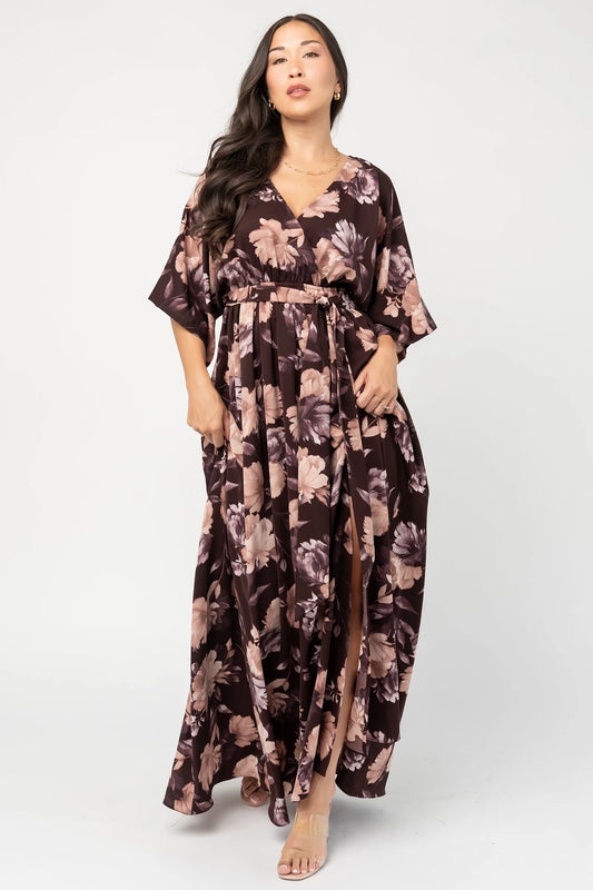 Hamilton Kimono Maxi Dress | Deep Plum Floral