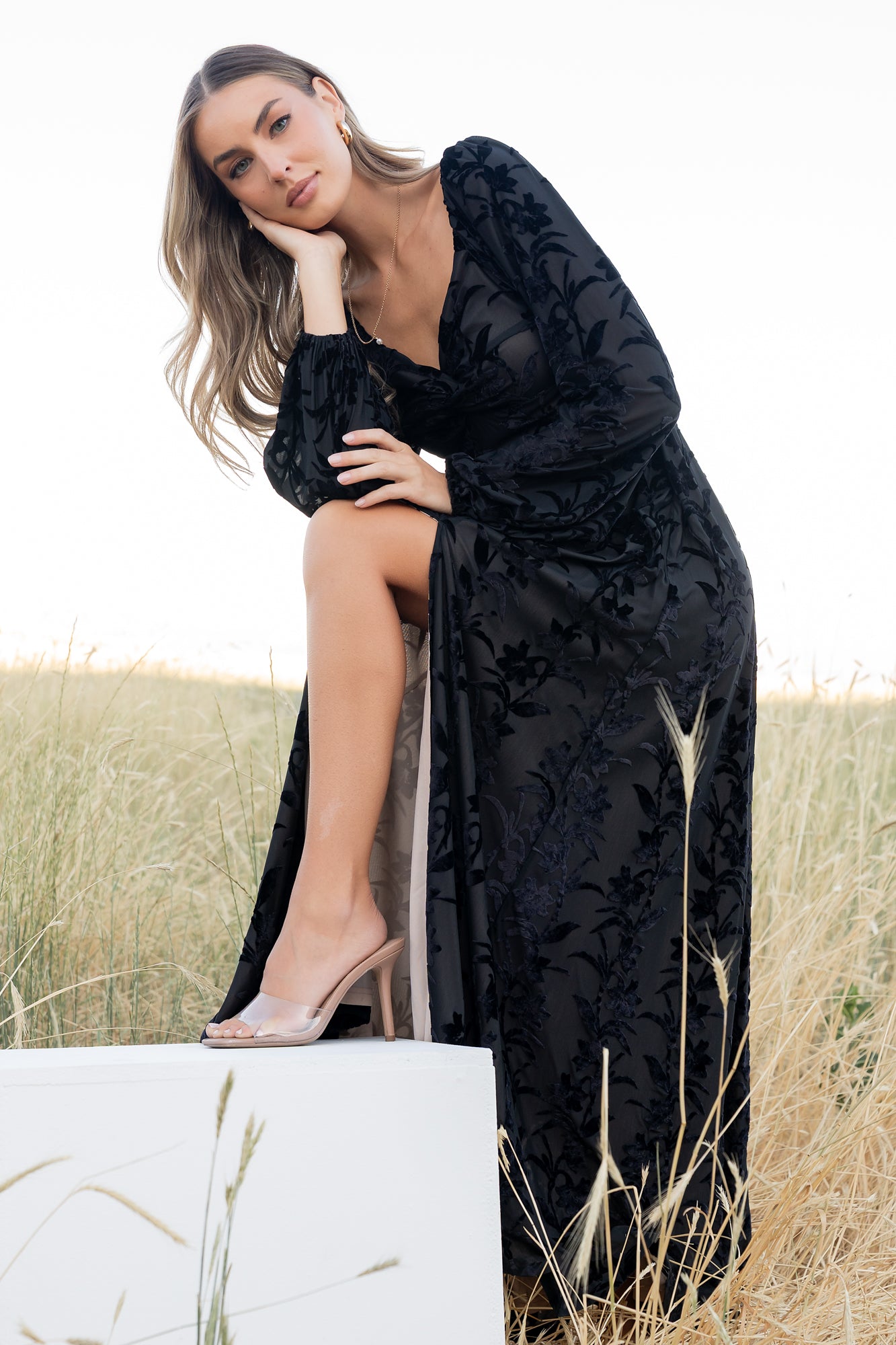 Baltic Born Womens Aurora Velvet Maxi Dress | Black Floral | Size: Small Baltic Born Womens Aurora Velvet Maxi Dress | Black Floral | Size: Small