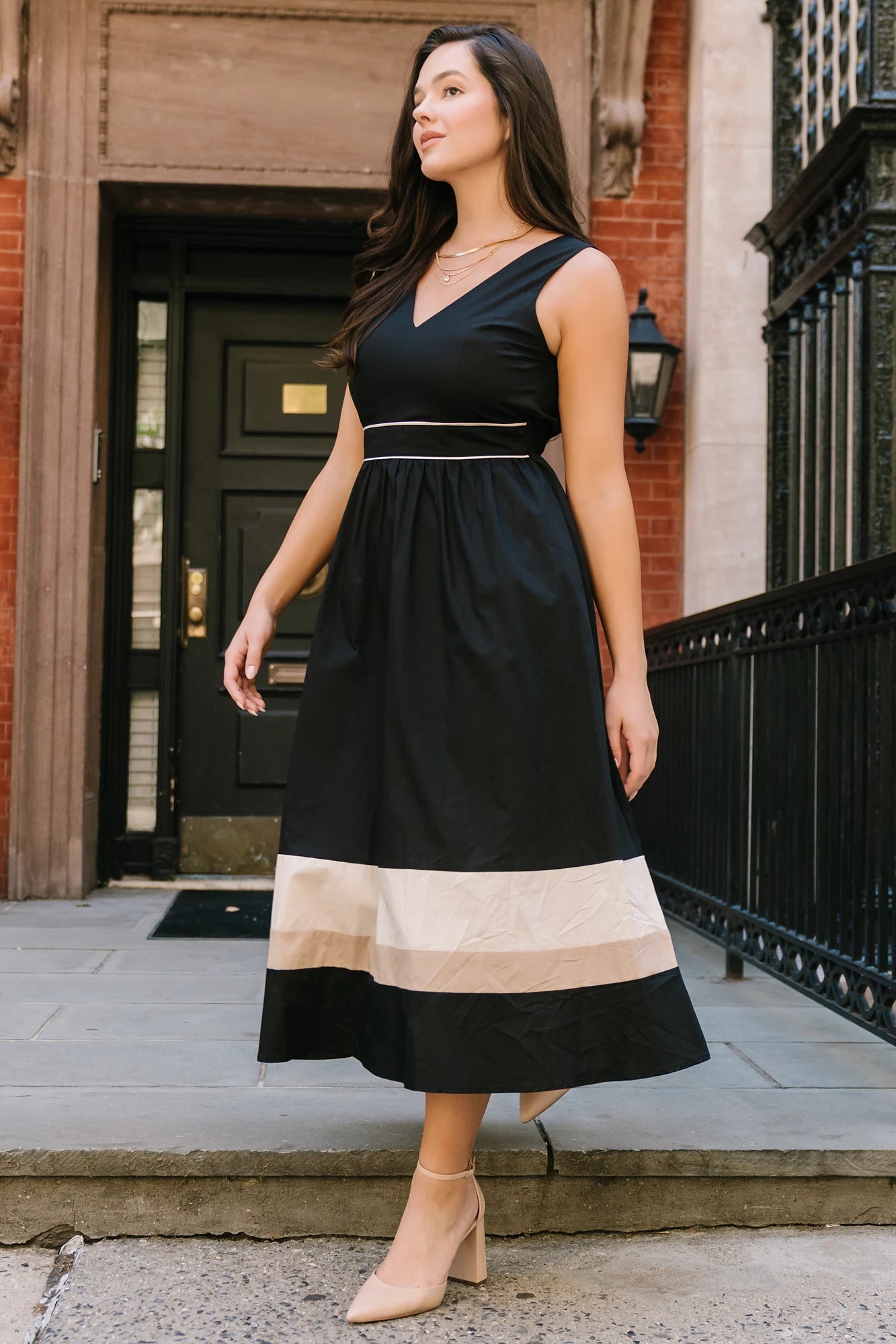 Baltic Born Womens Oxford Midi Dress | Black